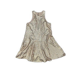 Free People Women's Holiday Gold sequin Liquid Shine High Neck Mini dress Small